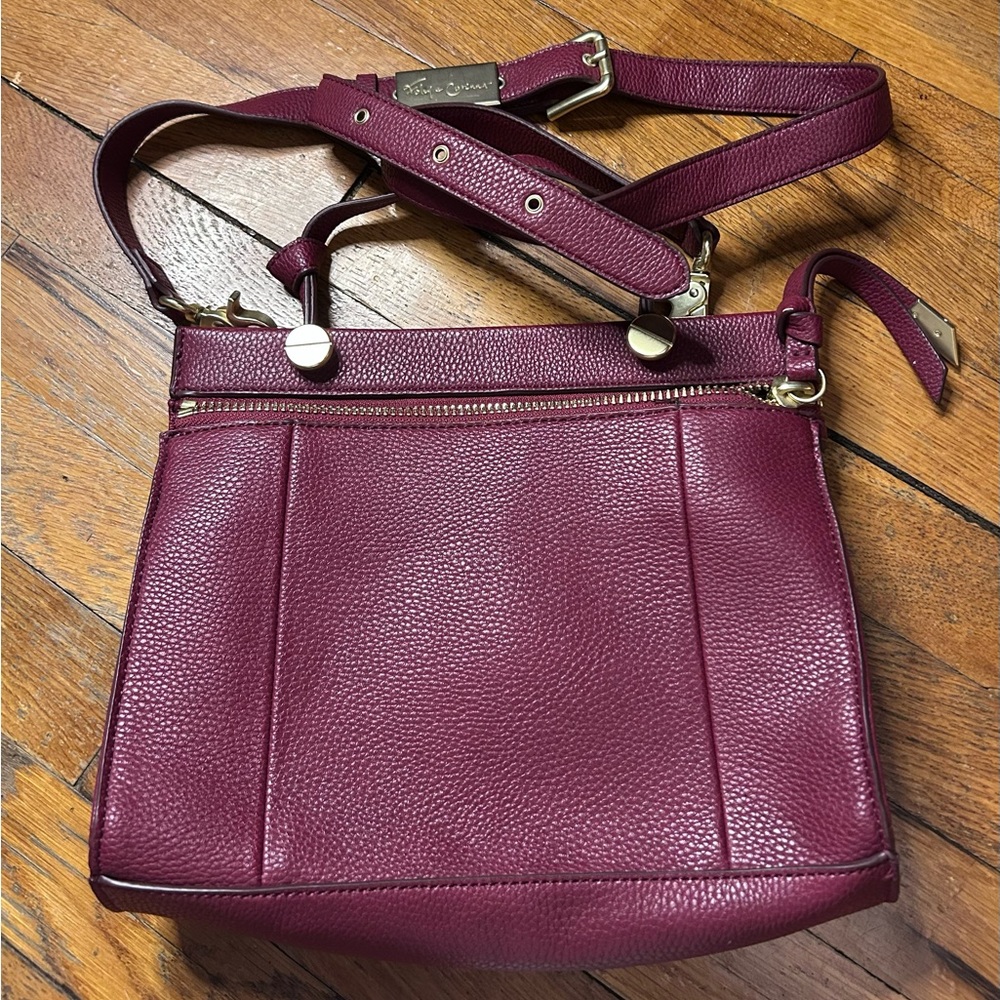 Foley + Corinna Burgundy Leather Crossbody Bag